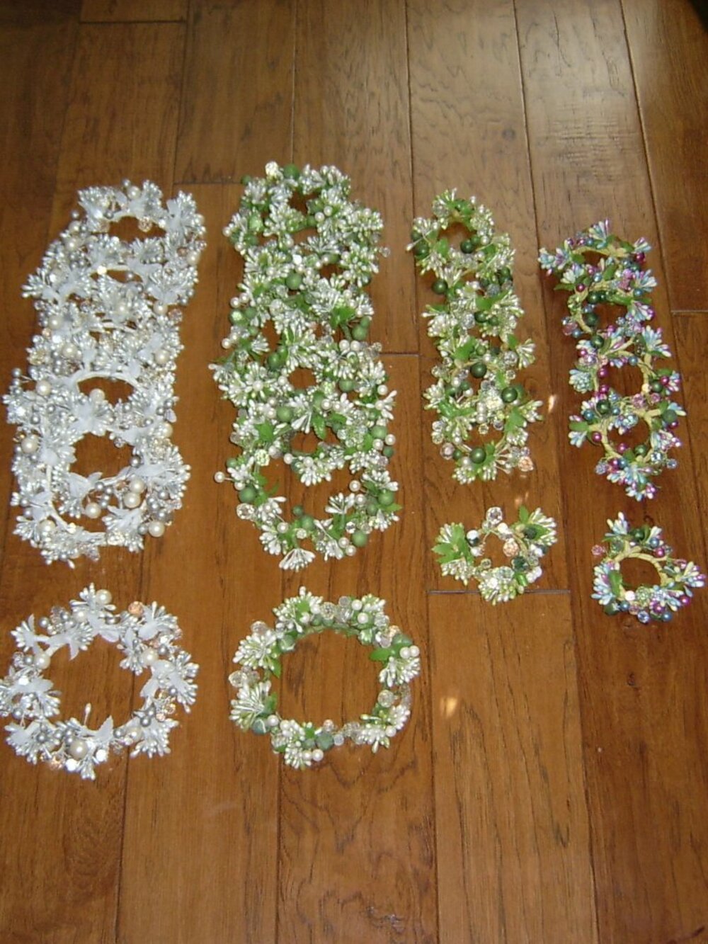 Decorative Bead & Crystal Candle Wreaths (2" & 4"), Set of 23, EUC
